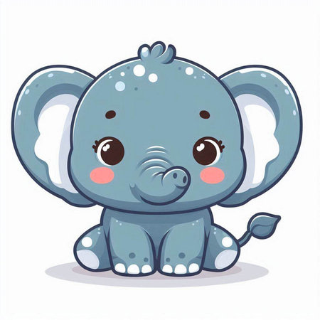 Cute cartoon elephant. Vector illustration isolated on a white background.のイラスト素材