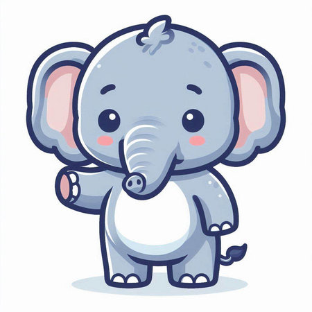Cute cartoon elephant. Vector illustration isolated on a white background.のイラスト素材