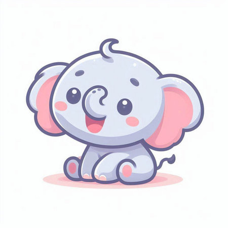 Cute cartoon elephant. Vector illustration isolated on a white background.のイラスト素材