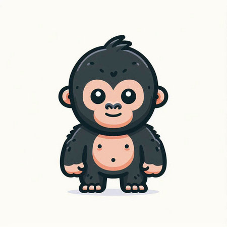 Cute little monkey. Vector illustration in cartoon style. Isolated on white backgroundのイラスト素材