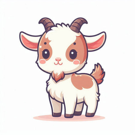 Cute cartoon goat isolated on a white background. Vector illustration.のイラスト素材