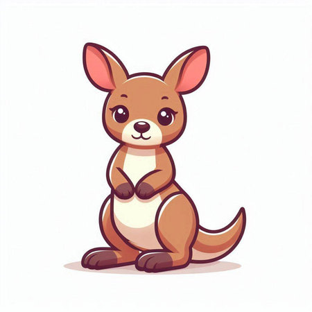 Kangaroo isolated on white background. Cartoon style. Vector illustration.のイラスト素材