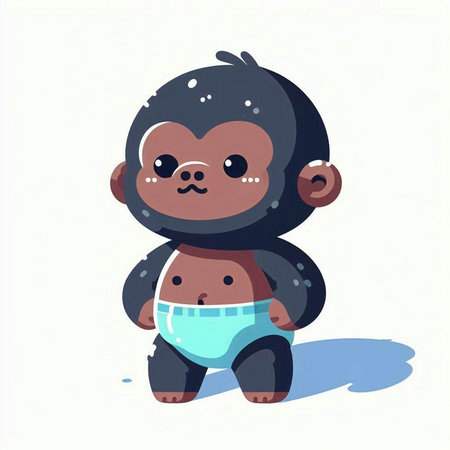 Cute little monkey with medical mask. Vector illustration in cartoon style.のイラスト素材
