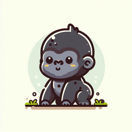 Vector illustration of a cute little gorilla. Cute cartoon character.のイラスト素材