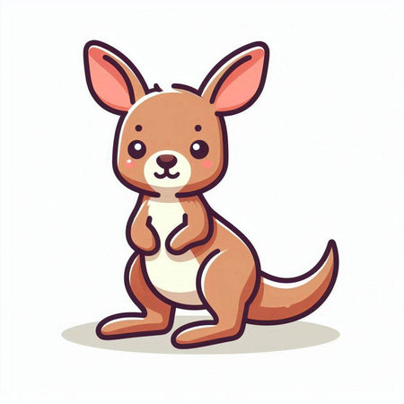 Kangaroo cartoon vector illustration. Cute kangaroo.のイラスト素材