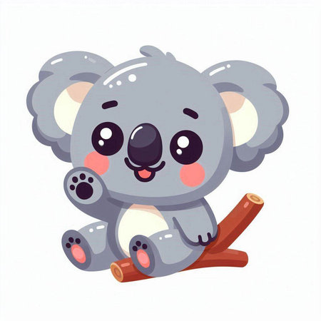 Cute cartoon koala sitting on a log. Vector illustration.のイラスト素材