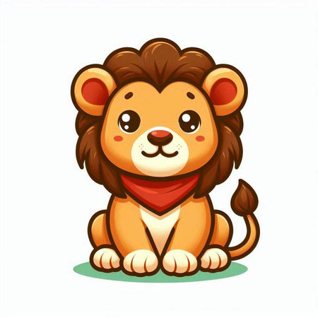 Cute cartoon lion isolated on a white background. Vector illustration.のイラスト素材