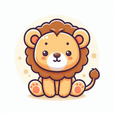Cute cartoon lion. Vector illustration isolated on a white background.のイラスト素材
