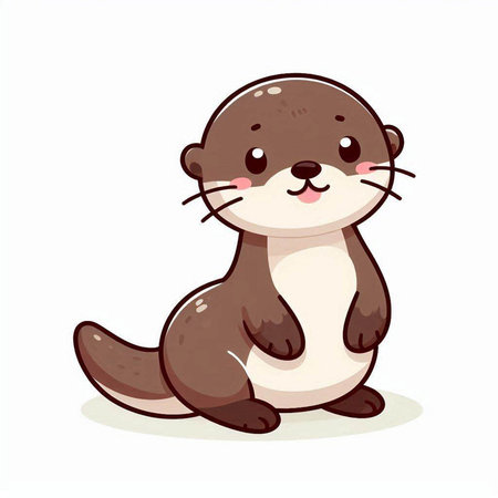 Cute otter isolated on white background. Vector cartoon illustration.のイラスト素材