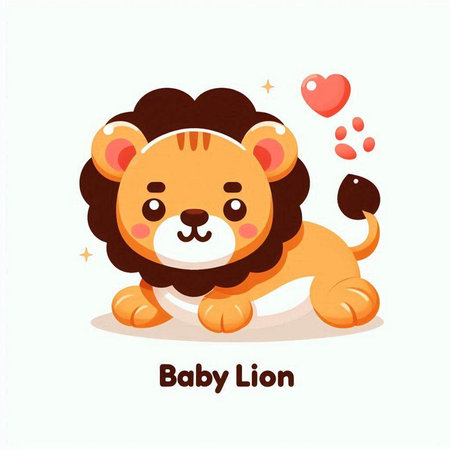 Cute cartoon baby lion. Vector illustration of a cute animal.のイラスト素材