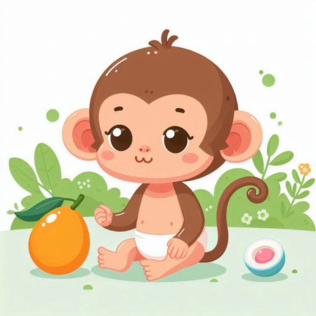 Cute otter sitting on rock. Vector illustration in cartoon style.のイラスト素材