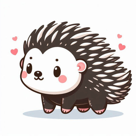 Cute cartoon hedgehog on a white background. Vector illustration.のイラスト素材