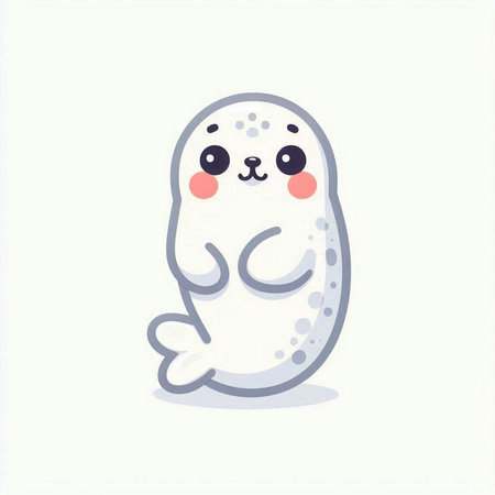 Cute cartoon baby seal. Vector illustration in a flat style.のイラスト素材