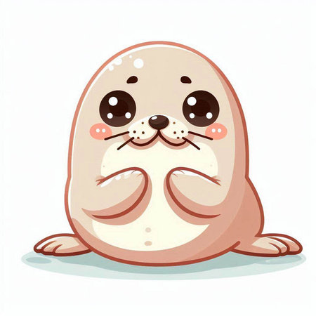 Cute cartoon seal. Vector illustration isolated on a white background.のイラスト素材