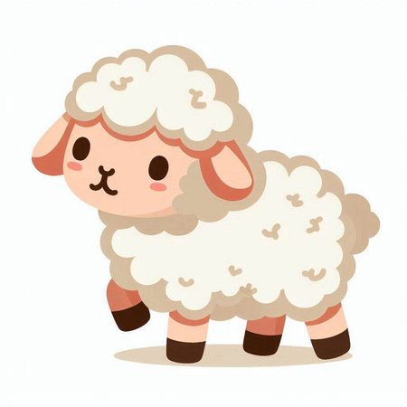 Cute cartoon sheep isolated on a white background. Vector illustration.のイラスト素材