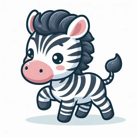 Cute cartoon zebra character. Vector illustration isolated on white background.のイラスト素材