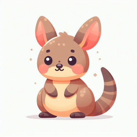 Cute kangaroo cartoon vector illustration. Cute kangaroo characterのイラスト素材
