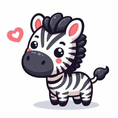 Cute cartoon zebra isolated on white background. Vector illustration.のイラスト素材
