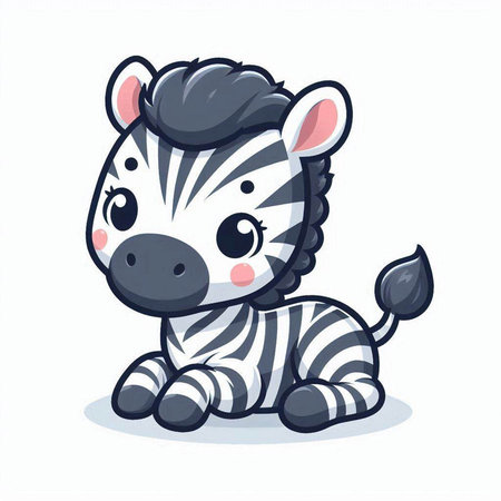 Cute cartoon zebra isolated on white background. Vector illustration.のイラスト素材