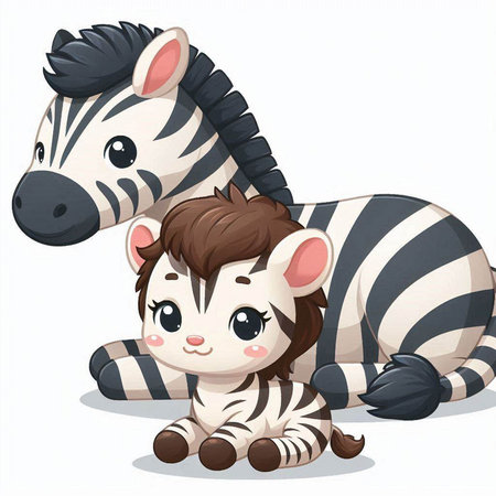 Illustration of a Cute Little Boy Hugging a Zebraのイラスト素材