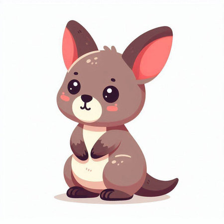 Cute kangaroo cartoon vector illustration. Cute kangaroo character.のイラスト素材