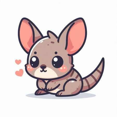 Cute kawaii cartoon kangaroo. Vector illustration.のイラスト素材