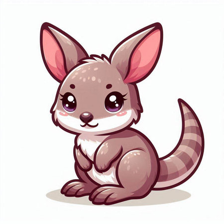 Cute kangaroo cartoon vector illustration isolated on white background.のイラスト素材