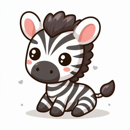 Cute cartoon zebra on a white background. Vector illustration.のイラスト素材