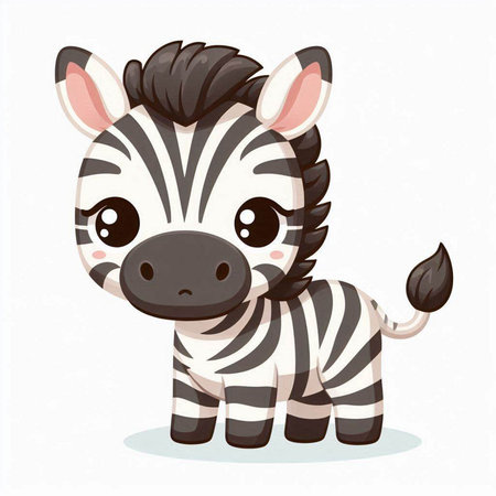 Cute cartoon zebra isolated on white background. Vector illustration.のイラスト素材