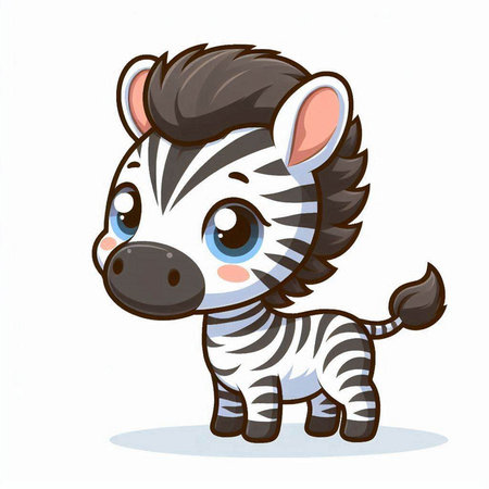 cute cartoon zebra on a white background. vector illustration.のイラスト素材