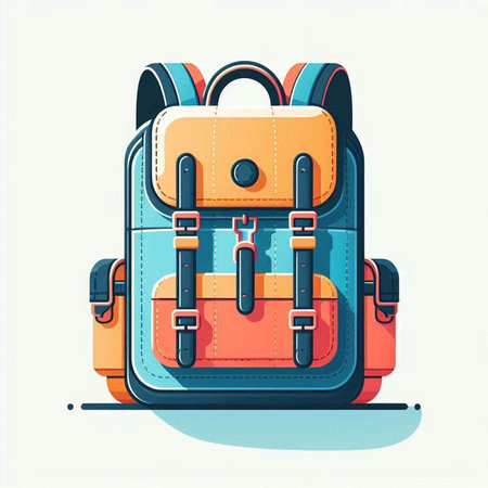 Backpack isolated on white background. Vector illustration in flat style.のイラスト素材