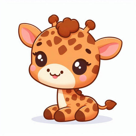 Cute cartoon giraffe on white background. Vector illustration for your designのイラスト素材