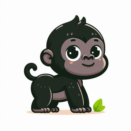 Cute cartoon monkey. Vector illustration isolated on a white background.のイラスト素材
