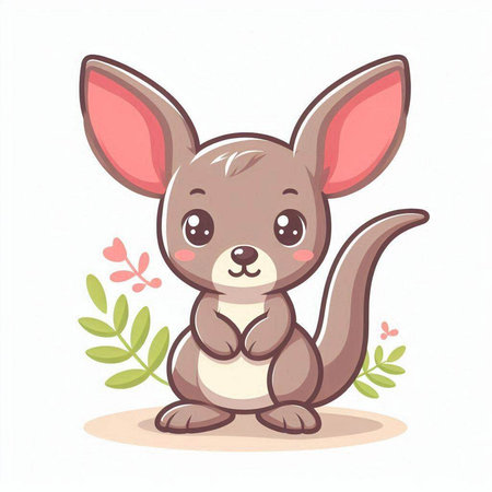 Cute kangaroo vector illustration. Cartoon kangaroo character.のイラスト素材