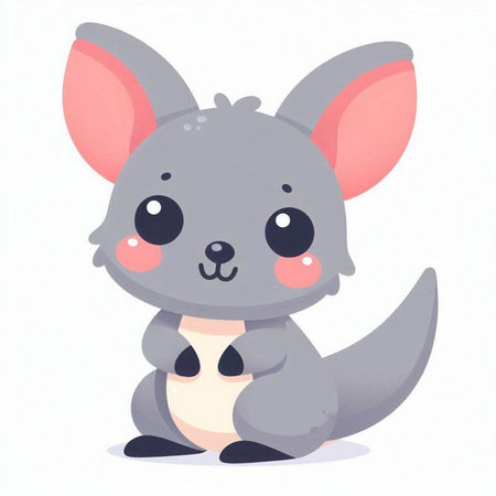 Cute kangaroo vector illustration. Cartoon kangaroo character.のイラスト素材