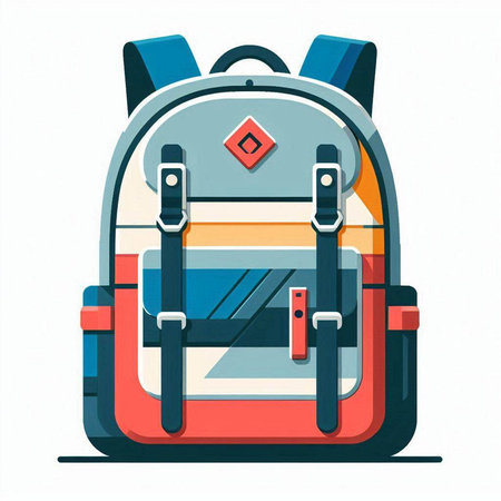 Backpack vector illustration isolated on white background. School backpack icon.のイラスト素材