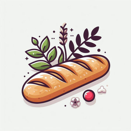 Baguette hand drawn vector illustration in doodle style.のイラスト素材