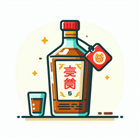 Bottle of tequila and a glass of water. Vector illustration.のイラスト素材