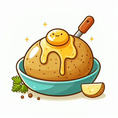 Vector illustration of a scandinavian dumpling with honeyのイラスト素材