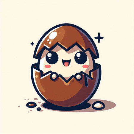 Cute cartoon chocolate egg character with happy face. Vector illustration.のイラスト素材