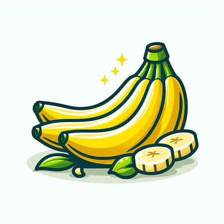 Banana fruit icon isolated on white background. Vector cartoon illustration.のイラスト素材