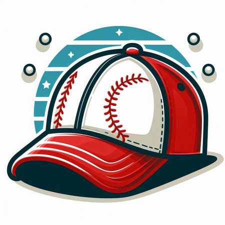 Baseball cap with ball on the white background. Vector illustration.のイラスト素材