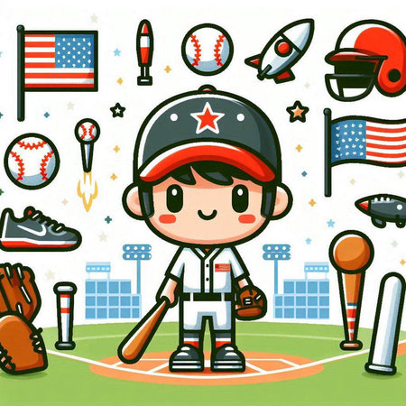 Baseball Player with Set of Sport Icons. Vector Illustrationのイラスト素材