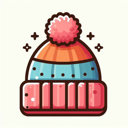 Winter knitted hat. Colorful vector illustration in cartoon style.のイラスト素材