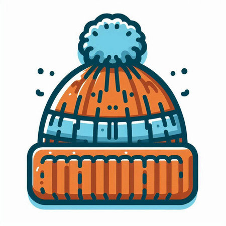 Winter knitted hat isolated on a white background. Vector illustration.のイラスト素材