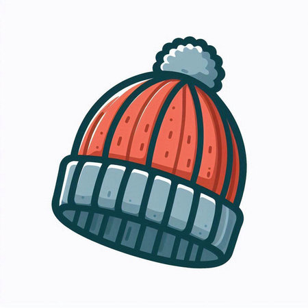 Winter hat. Vector illustration. Isolated on a white background.のイラスト素材