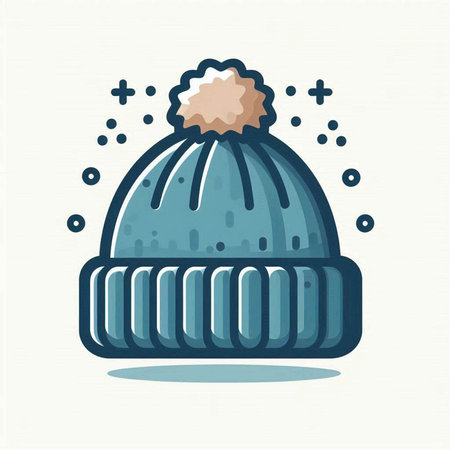 Winter hat with pompon. Vector illustration in flat design style.のイラスト素材