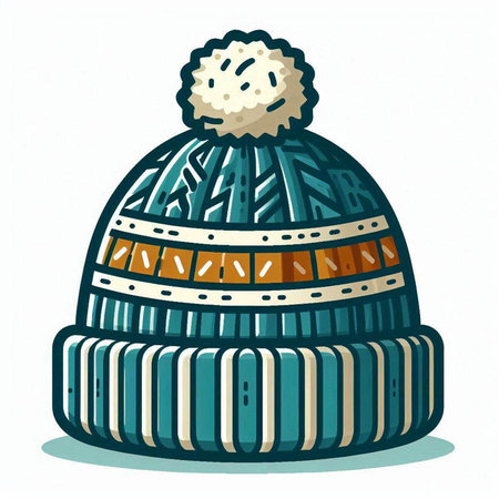 Winter hat isolated on white background. Knitted winter hat. Vector illustration.のイラスト素材