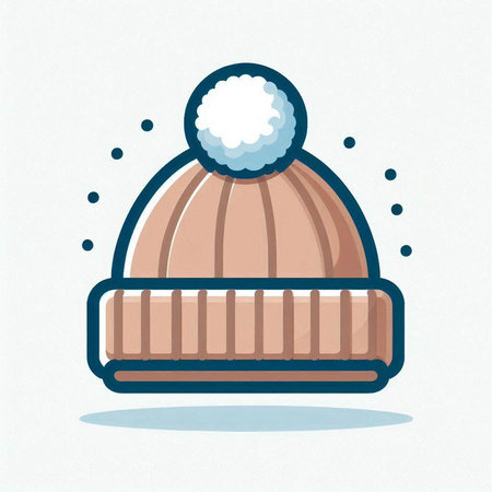 Winter hat with pompon on a white background. Vector illustration.のイラスト素材