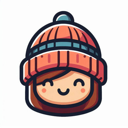 Vector illustration of a girl wearing a winter hat. Isolated on white background.のイラスト素材